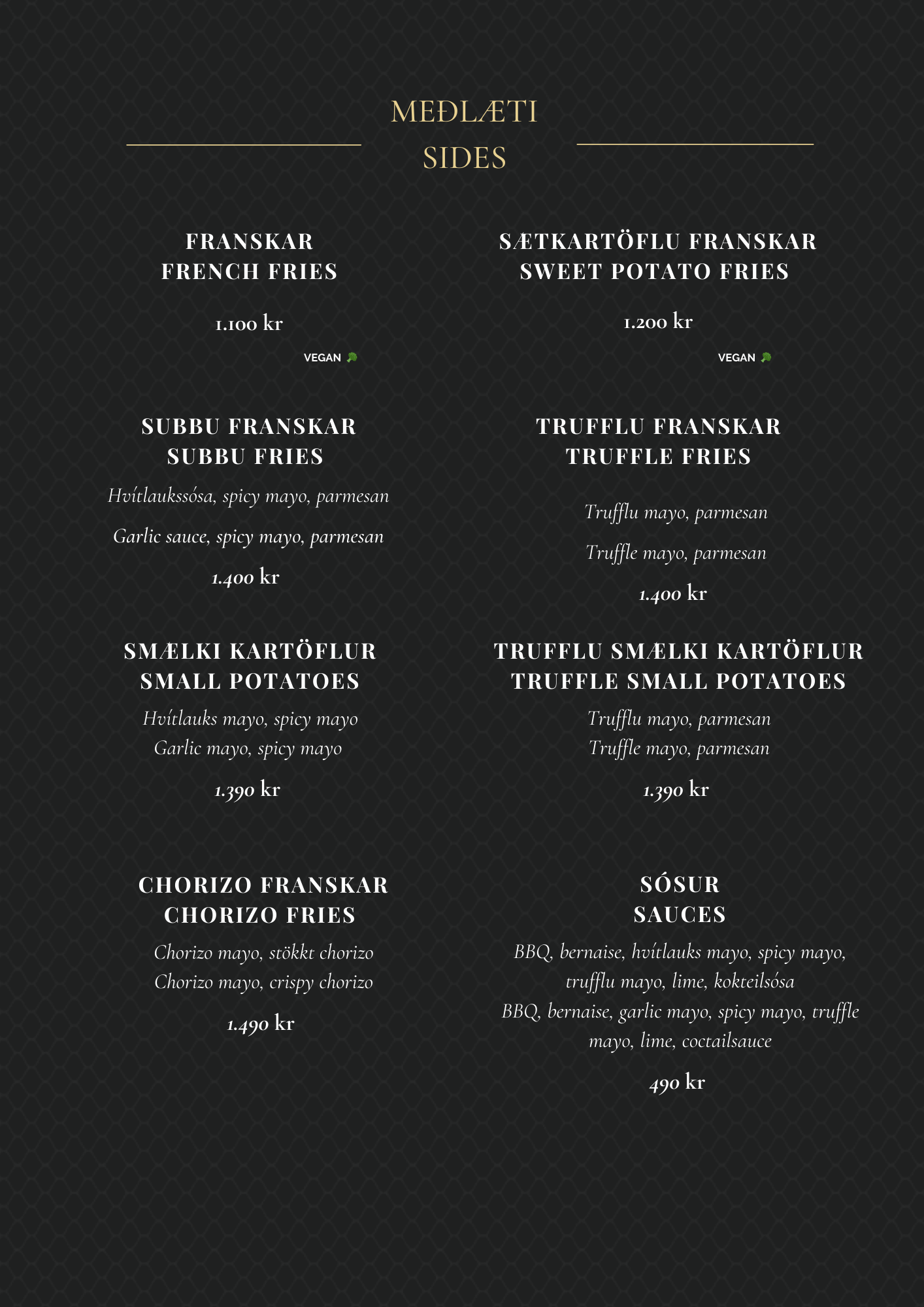 Matseðill | Sker restaurant