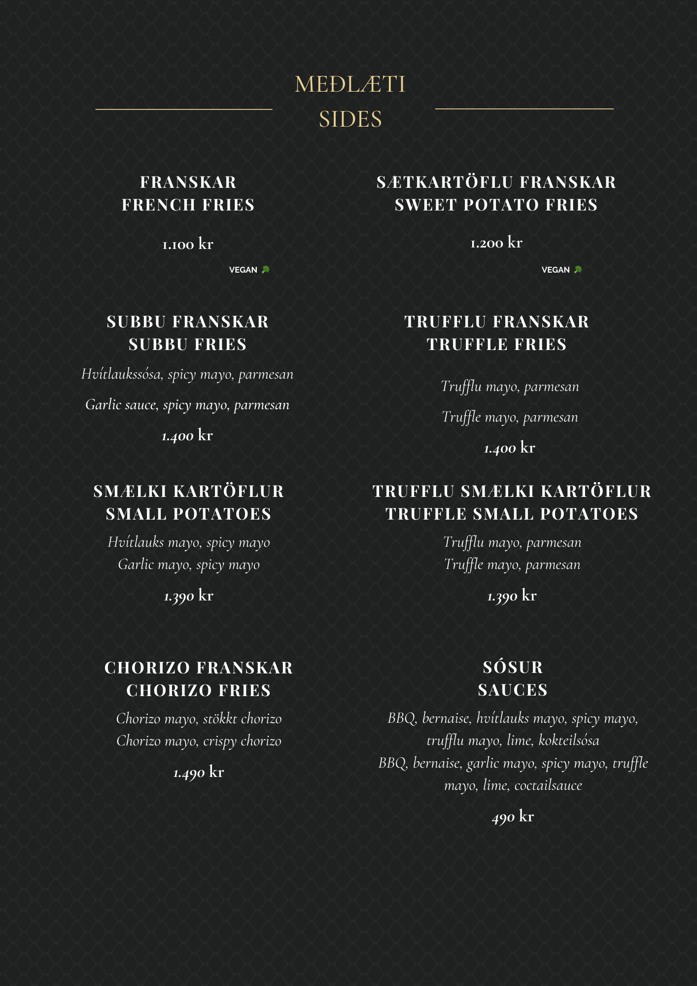 Matseðlar | Sker restaurant