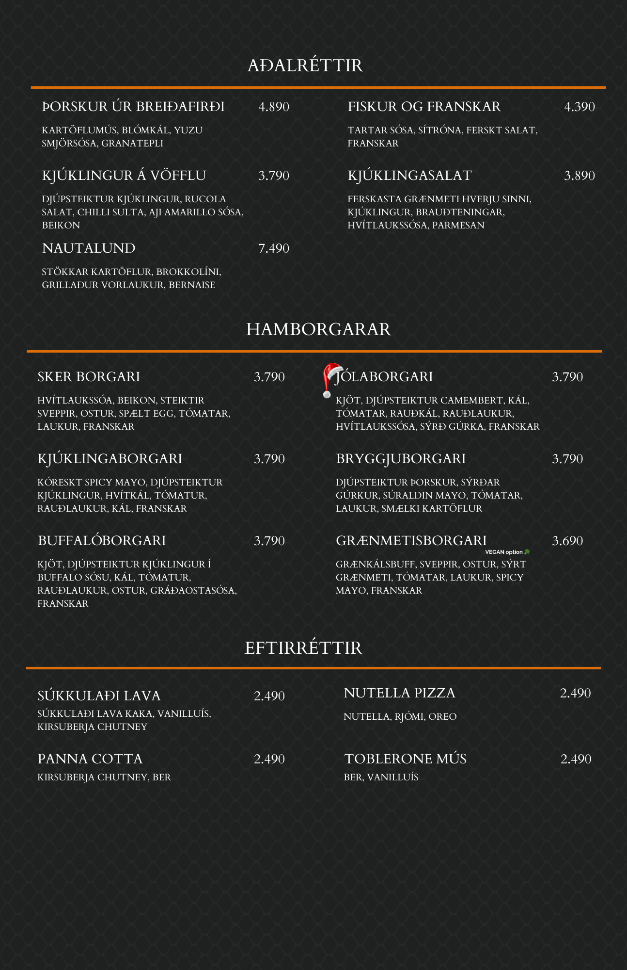 Matseðill / Menu | Sker restaurant